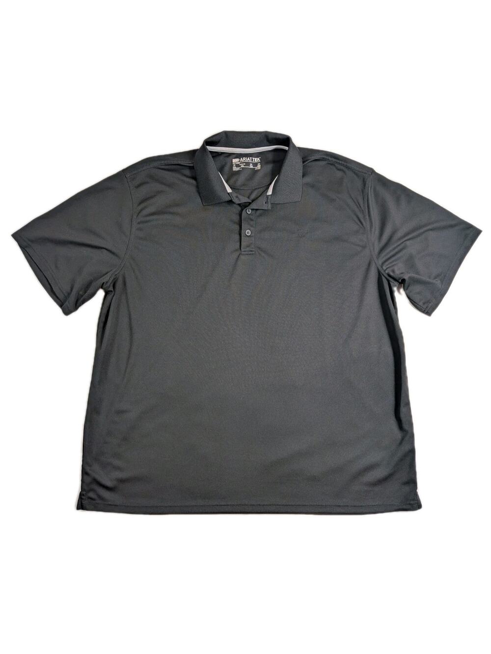 AriatTek Polo Shirt Mens 2XL Black Ariat TEK Performance Rodeo Moisture Wicking